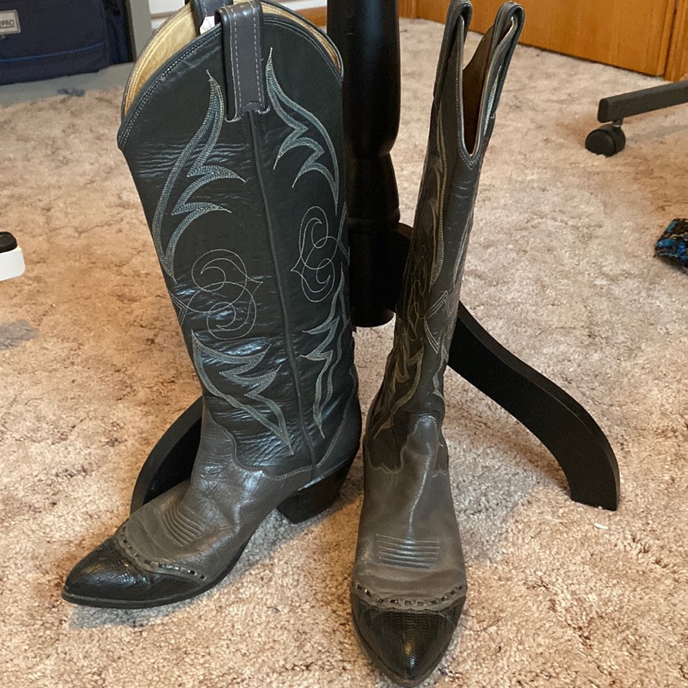 Tony Lama Black and Grey Cowgirl Boots